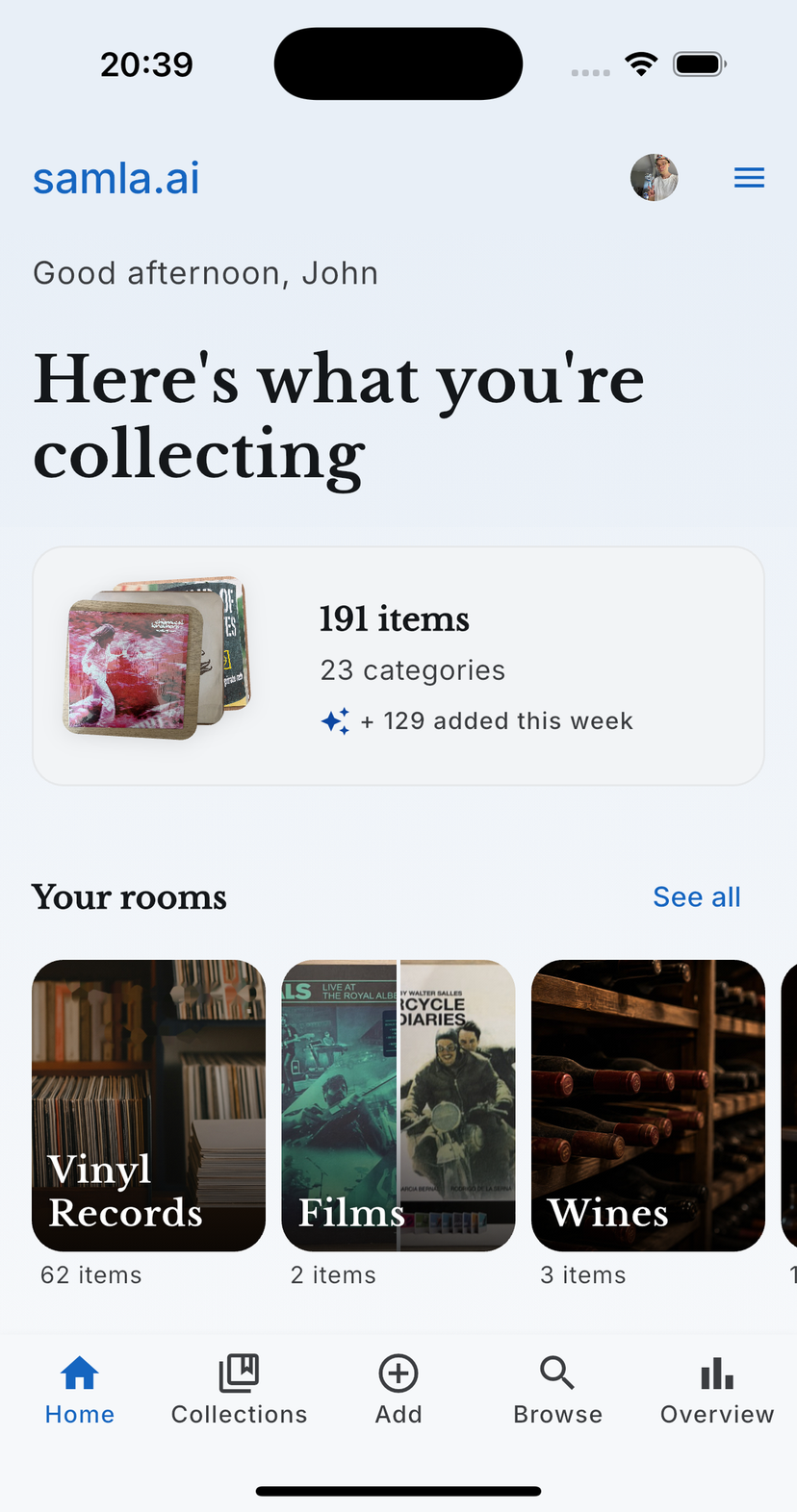 samla.ai collection overview